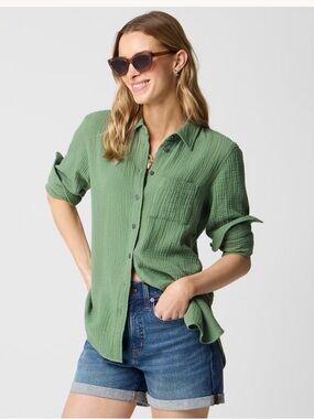 J.Crew Double Gauze Button-Up Shirt - Faded Moss